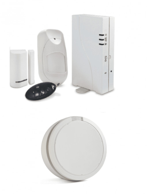 RISCO Risco Wicomm Fuego Pack Risco Wicomm Fuego Pack - Paquete Que incluye Panel Autocontenido Inalambrico Wicomm con Sensor de Movimiento Contacto Magnetico Llavero y Sensor de Humo y Calor Inala