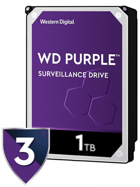 WESTERN DIGITAL TVM110067 WESTERN WD10PURZ - Disco Duro de 1TB Purple/ Especial Para Videovigilancia/ Trabajo 24/7/ Interface: Sata 6 Gb/s/ Hasta 64 Camaras/ Hasta 8 Bahias de Discos Duros/ 3 Anos de