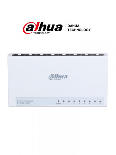 DAHUA DHT1860003 DAHUA DH-PFS3008-8ET-L - Switch para Escritorio de 8 Puertos Fast Ethernet/ 10/100/ Diseno Compacto/ Capa 2/ switching 1.6 Gbps/ Velocidad de Reenvio de Paqutes 1.19 Mbps/