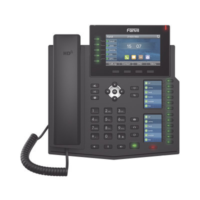 FANVIL X6U Telefono IP Empresarial con Estandares Europeos 20 lineas SIP con pantalla LCD a color 60 teclas DSS/BLF puertos Gigabit IPv6 Opus y conferencia de 3 vias PoE/DC