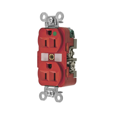 HUBBELL HUB-HBL-8200-RED Contacto Duplex 15 A 125 V 2 polos 3 Hilos Color Rojo (Nema 5-15R) Grado Hospital.