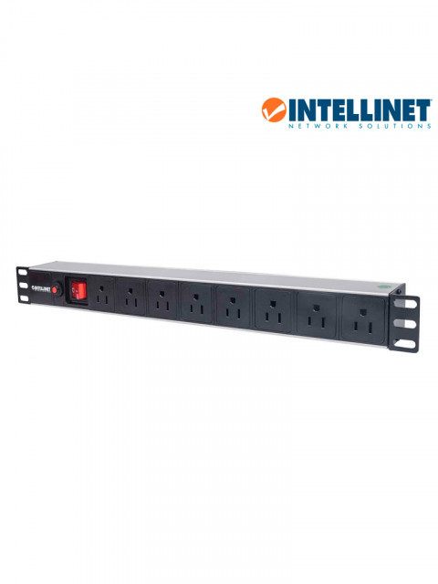 INTELLINET 713993 INTELLINET 713993- Barra PDU / 8 cont. Gab/Rack 19"/ 1U/ Contra sobrecarga / On/Off