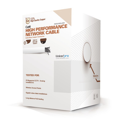 LINKEDPRO BY EPCOM PRO-CAT-6-PLUSW Bobina de cable de 305 metros de cable Cat6 de alto desempeno super flexible UL Cobre color blanco para aplicaciones de video vigilancia y redes de datos