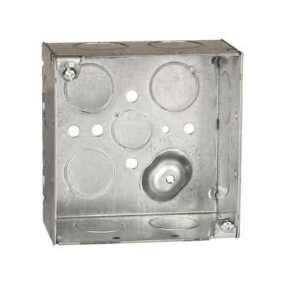 RACO HUB-231 Caja Cuadrada Galvanizada de 4 x 4" / Profundidad 2 1/8 / 11 Entradas de 3/4" y 1 de 1/2".
