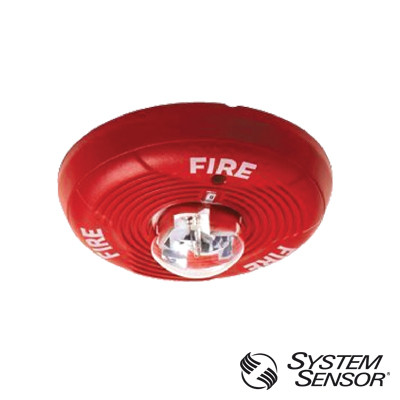 SYSTEM SENSOR SS-PC2R Sirena con Lampara Estroboscopica Montaje en Techo Nivel de Candelas Seleccionable Color Rojo