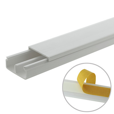 THORSMAN TMK-1020-CD-CC Canaleta blanca de PVC auto extinguible con division 20 x 10 mm tramo 6 pies con cinta adhesiva (5101-21252)