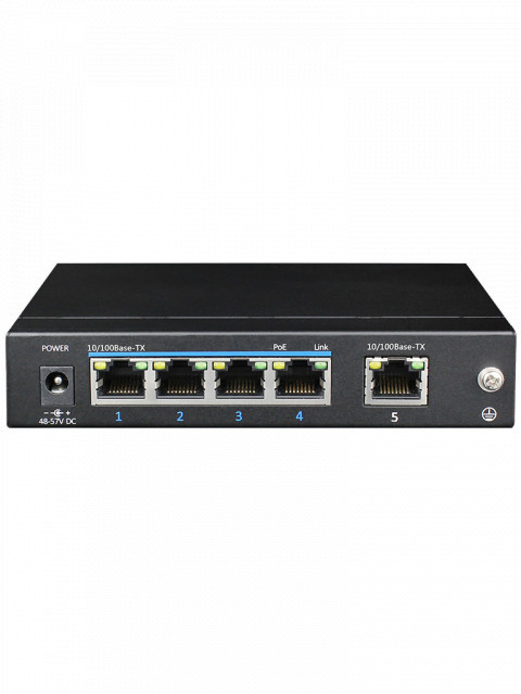 UTEPO UTP3-SW0401-TP60 UTEPO UTP3SW0401TP60 - Switch PoE de 5 Puertos Fast Ethernet/ 4 Puertos PoE/ 60 Watts Totales/ 1 Puerto Uplink/ Estandares 802.3af & at / Conexion hasta 250m en Modo CCTV/ N