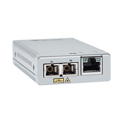ALLIED TELESIS AT-MMC2000/SC-960 Convertidor de medios Gigabit Ethernet a fibra optica conector SC multimodo (MMF) distancia de 220 hasta 500 m con fuente de alimentacion multi-region