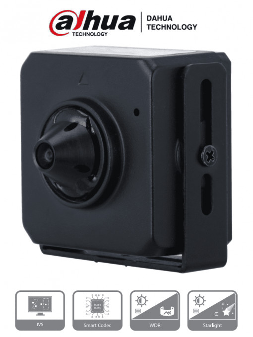 DAHUA DHT0110009 DAHUA IPC-HUM4231S-L4 - Camara IP Pinhole de 2 Megapixeles/ Lente de 2.8mm/ 96 Grados de Apertura/ Microfono Integrado/ H.265/ 1 E&S de Audio/ WDR Real de 120 dB/ Videoanaliticos con
