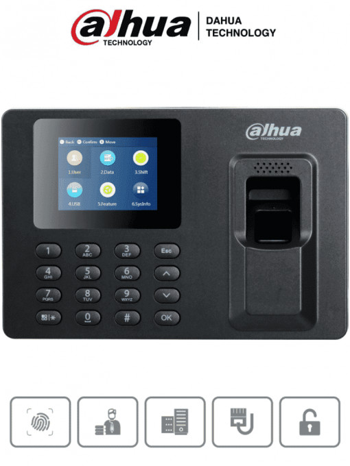 DAHUA DHT0800003 DAHUA ASA1222E-S - Control de Asistencia con Pantalla a Color de 2.4 Pulgadas/ 2 000 Huellas/ 1000 Usuarios y 100 000 Registros/ Comunicacion TCP/IP/ Soporta Passwords/ Puerto USB par