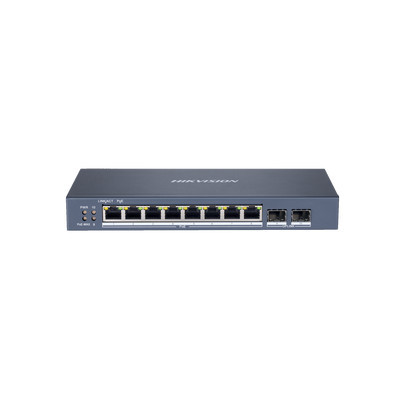 HIKVISION DS-3E1510P-SI Switch Gigabit PoE / Administrable / 8 Puertos Gigabit PoE / 2 Puertos SFP / Configuracion Remota desde Hik-PartnerPro / PoE Hasta 300 Metros / 110 W