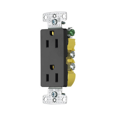 HUBBELL HUB-RRD-15BK Contacto Duplex Decorador 15A 125V / 2 Polos 3 Hilos/ Nema5-15R / Color Negro.