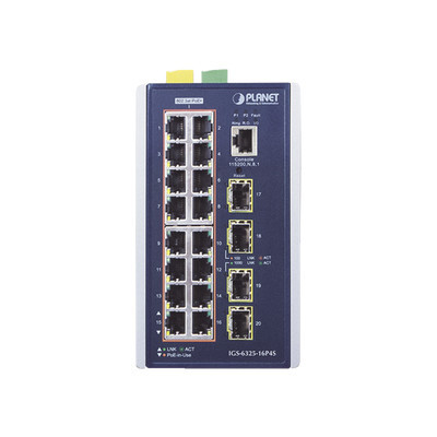 PLANET IGS-6325-16P4S Switch Industrial Capa 3 16 Puertos 10/100/1000T 802.3 AT POE 4 Puertos 1G / 2.5G SFP