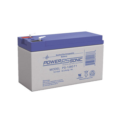 POWER SONIC PS-1280-F1 Bateria de Respaldo UL de 12V 8AH / Ideal para Sistemas de Deteccion de Incendio / Control de Acceso / Intrusion / Videovigilancia / Terminales Tipo F1