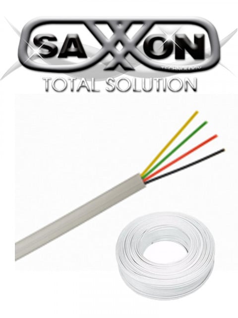 SAXXON SXN1570002 SAXXON OWA4305JF- Cable de alarma de 4 conductores/ CCA/ Calibre 22 AWG/ 305 metros/ Retardante a la flama/ Recomendable para control de acceso/ Videoportero/ Audio