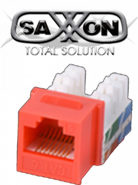 SAXXON TCE442024 SAXXON M2656R - Modulo jack keystone RJ45 / 8 Hilos / CAT 6 / Compatible con calibres AWG 22-26 / Color rojo