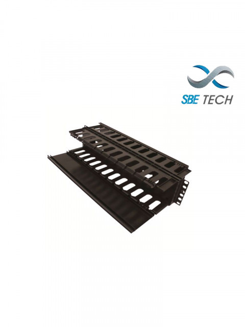 SBE TECH SBT1590010 SBETECH SBE-OH2URD - Organizador de cable horizontal para rack / Doble lado/ 19 pulgadas/ Base metalica/ 2UR