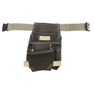 URREA SYS-BN138 Estuche porta herramienta de piel aceitada con cinturon con 10 bolsillos medidas 24.1 x 31.8 cm.
