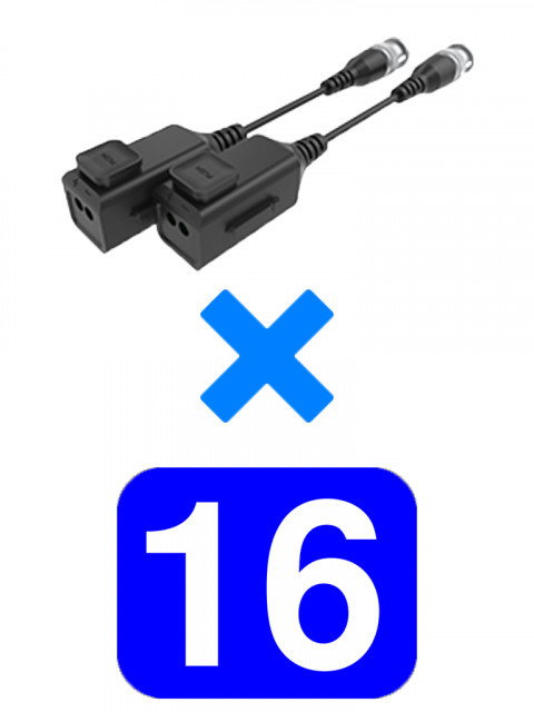 UTEPO UTP101PHD6PAK16 UTEPO UTP101PHD6PAK16 - 16 Pares de transceptores pasivos HD / Diseno para empalmes ordenados / Distancias CVI 720p a 300M / 1080p A 250M / 4 MP A 200M / 4K A 150M