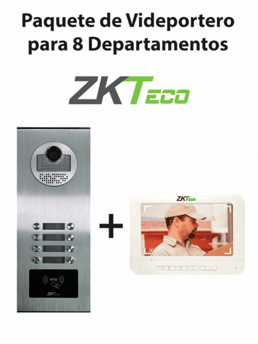 ZKTECO ZKT2170004 ZKTeco VE08A01PAQ7P - Paquete de Videportero para 8 Departamentos VE08A01 con Monitor VDPIB3 de 7 pulgadas