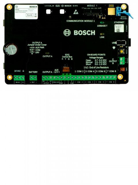 BOSCH RBM019002 BOSCH I_B4512 - Panel de alarma / Soporta hasta 28 puntos / Puerto ethernet para configuracion local o central de monitoreo