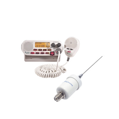COBRA MRF45D/KIT1600 Kit de radio MRF45D mas antena marina TX-1600-SYS. Incluye cable de 4.5 m con conectores PL-259 instalados y montaje en L