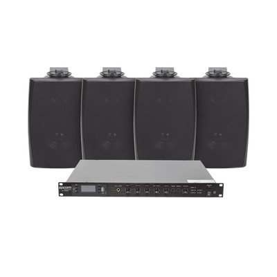 EPCOM PROAUDIO SF120DTB/4WS KIT de Amplificador de Audio 120W para Rack 4 Altavoces de Pared color Negro 2.5W - 20W Sistema 70/100V