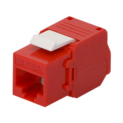 LINKEDPRO BY EPCOM LP-KJ-6A-TTRD Modulo Jack Keystone Cat6A (toolless) con terminacion en angulo 180 Color Rojo Compatible con Faceplate y Patchpanel Linkedpro