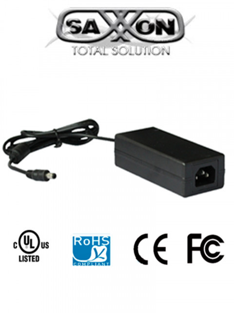 SAXXON PSU1204-D SAXXON PSU1204D - Fuente de poder regulada de 12 Vcc 4.1 Amperes/ Con Cable de 1.2 Metros/ Para Usos Multiples: Sistemas de CCTV Acceso ETC/ Certificacion UL/