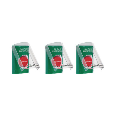 STI CP-SS13-ES Paquete de 3 Botones con 3 Diferentes Metodos de Activacion y 3 Mensajes Diferentes Color Verde
