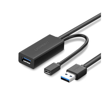 UGREEN 20827 Cable de Extension Activo USB 3.0 con puerto de alimentacion Micro USB / 10 Metros / USB 3.0 a 5Gbps / No requiere controlador / Ideal para impresoras consolas Webcam etc.