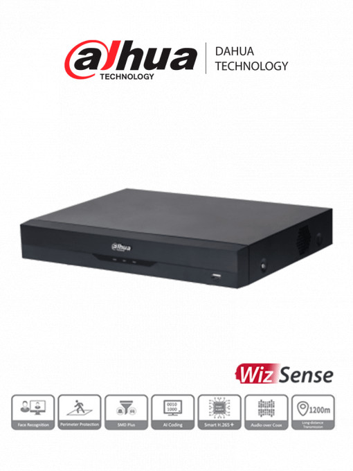 DAHUA DH-XVR5108HE-4KL-I3 DAHUA XVR5108HE-4KL-I3 - DVR 8 Canales 4K/ WizSense/ H.265/ 8 Canales HDCVI 8 IP/ 2 Canales de Reconocimiento Facial/ SMD Plus/ Proteccion Perimetral/ 1 Sata de Hasta 16 TB/