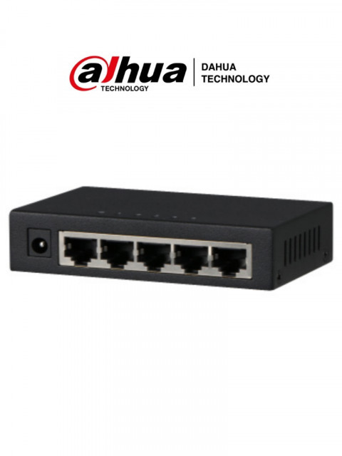 DAHUA DRD0950004 DAHUA PFS3005-5GT - Switch Gigabit de 5 Puertos No Administrable/ Capa 2/ 10/100/1000 Base-T/ Carcasa Metalica/ Switching 10G/ Tasa de Reenvio de Paquetes 7.44 Mbps/ Memoria Bufer de