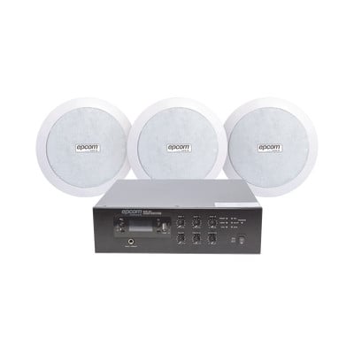 EPCOM PROAUDIO SFB120/3CS KIT de Amplificador de 120W para Escritorio 3 Altavoces de Plafon de 5.5in 3.75 - 30W Sistema 70/100V