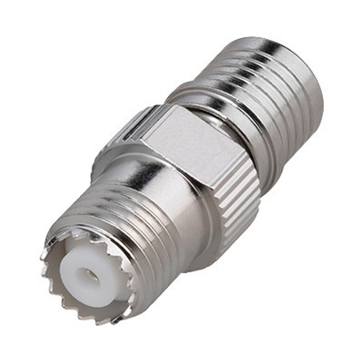 RF INDUSTRIES LTD RQA-5411 Adaptador en Linea de Conector QMA (Quick Mate) Macho a Mini-UHF Hembra Bronce Blanco/ Oro/ Teflon.