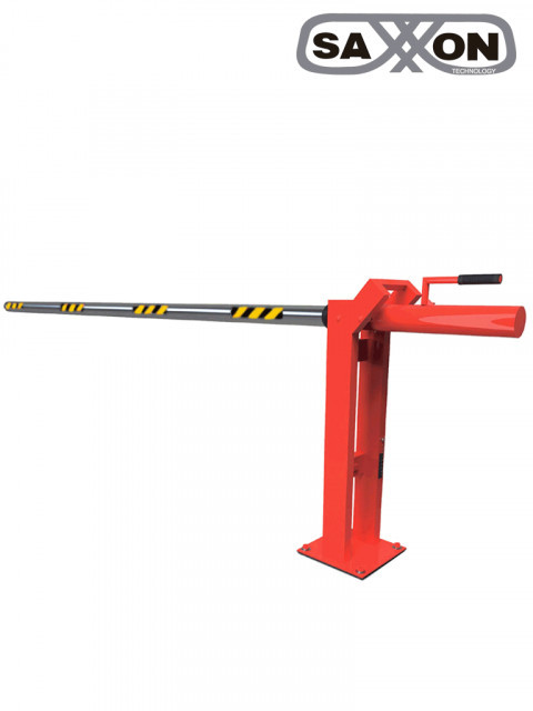 SAXXON EH60L SAXXON EH60L - Barrera manual para control de acceso vehicular / 6 Metros / Brazo de aluminio / REFLEJANTES / Color rojo / Sobre Pedido T. E. de 2 a 3 Semanas