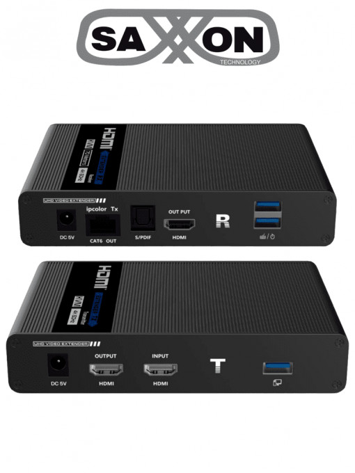SAXXON SXN0570008 SAXXON LKV676KVM-PI - Kit extensor de video HDMI IPCOLOR/ Resolucion 4K 30 Hz/ Hasta 70 metros en 1080P y 40m en 4K con Cat 6/ 6A/ 7/ Cero latencia/ Soporta Teclado Video Mouse/ Sop