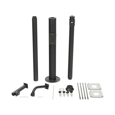 SYSCOM VIDEO XGA-POLE-3M Poste Seccionado de 3 Metros / Especializado para la Instalacion de Videovigilancia / Incluye Base de Cimentacion y Brazo para Camara PTZ / Color Negro
