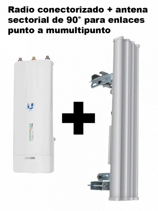 UBIQUITI UBI4510001 KIT-Radio conectorizado antena sectorial de 90 de apertura para punto a multi punto/Ideal para CCTV Y WISP/Hasta 600 Mbps/2 millones de paquetes por segundo/5Ghz/Filtrado RF/Sincr