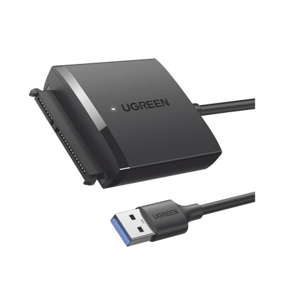 UGREEN 60561 Adaptador USB 3.0 a SATA III / Compatible con Disco Duro HDD y SSD de 2.5" y 3.5" de hasta 12 TB/ Velocidad USB 3.0 de hasta 5 Gbps / Alta Velocidad con UASP & TRIM / Cable de 50 cm