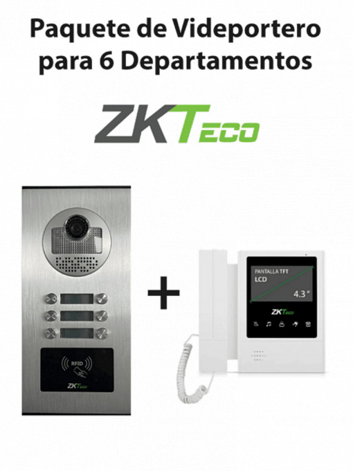ZKTECO ZKT2170006 ZKTeco VE06A01PAQ4P - Paquete de Videoportero para 6 Departamentos VE06A01 con 1 Monitor VDPIB4 de 4.3 pulgadas
