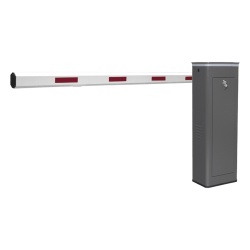 AccessPRO KT-XBF-LB Kit de Barrera Vehicular Izquierda y Brazo de 3 Metros / Finales de Carrera Ajustables por Programacion / Movimiento Fluido / Diseno Elegante Color Gris / Con Corona Led Semaforiza
