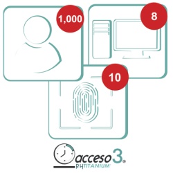 AccessPRO TITANIUMIII [BAJO PEDIDO] Licencia para software de Tiempo & Asistencia compatible con SISTEMAS DE NOMINA / 1 000 Empleados / 10 Relojes checadores / 10 PC / Acceso3 - TITANIUM