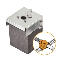 APLICACIONES TECNOLOGICAS AT-W40/W40/XS Molde de Grafito Horizontal Union en Cruz / Cable 4/0 AWG (120 mmÂ²) / 50 Soldaduras / Acero Electrogalvanizado / Normativa UNE 21186