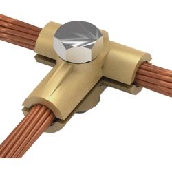 APLICACIONES TECNOLOGICAS AT012F Conector tipo T de laton para diametro 50-70 mm2 cable (1/0-2/0 AWG)