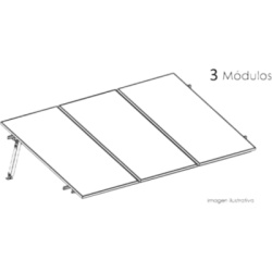 BASEL KITBASEL1X3 Estructura de Montaje Fotovoltaico / Losa Plana / Configuración 1x3 / Viento 170 km/h / Inclinación 10° / Rieles E-O 3.55 m (11.65 ft) / Rieles N-S 2.14 m (7.02 ft) / Altura 0.52 m (1.71 ft) / Área 10 m² / Módulos 645
