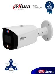 DAHUA DHT0030117 DAHUA IPC-HFW3449T1-AS-PV Camara IP Bullet 4MP/ TiOC/ WizSense/ Iluminador Dual Inteligente/ Disuasion Activa/ Lente 3.6mm/ 30 Metros de IR y Luz Visible/ Sirena y Estrobo Azul y Rojo