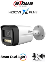DAHUA DHT0290118 DAHUA DH-HAC-HFW1500TLMN-IL-T - Camara Bullet de 5 Megapixeles/ Audio 2 Vias/ Iluminador Dual Inteligente Mediante IR y Luz Calida/ 3DNR Para Reduccion de Ruido en Imagen/ Lente de 2.