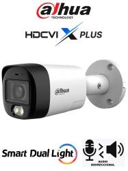 DAHUA DHT0290129 DAHUA DH-HAC-HFW1200RMN-IL-T - Camara Bullet de 2 MP/ HDCVI X PLUS/ Audio Bidireccional/ Iluminacion Dual Inteligente Hasta 30m/ Iluminacion Mediante IR & Luz Calida/ Reduccion de Rui
