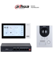 DAHUA DHT2400004 DAHUA KTP01L(S)-Kit de Videoportero IP con Frente de Calle Metalico Antivandalico y camara de 2MP. Incluye monitor tactil de 7" ranura SD control de puerta E/S de alarmas y switch